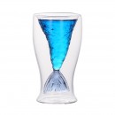 Colorful mermaid double-layer glass cup