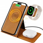 Folding Wireless Charging Leather Phone Holder