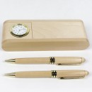 Multipurpose Wooden Pen and Pencil Stand with Quartz Clock