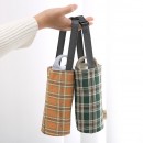 Checkered Canvas Water Cup Bag