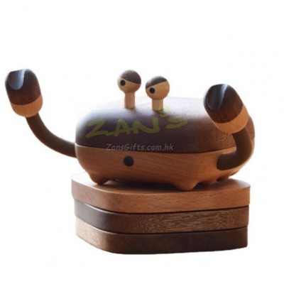 Small crab magnetic solid wood heat insulation coaster