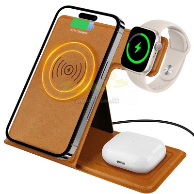 Folding Wireless Charging Leather Phone Holder