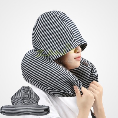 U Shape Travel Neck Pillow with Hat