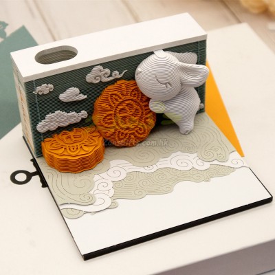 Mid-Autumn Festival Creative 3D Moon Cake Paper Carving Note Paper