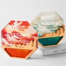 Octagonal Crystal Color Printed Solid Wood Trophy