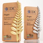 Wooden Trophy with Palm leaves